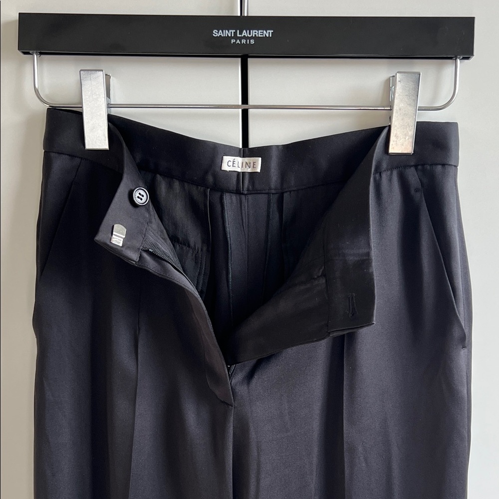 Old Céline Satin Bermuda Shorts, 36